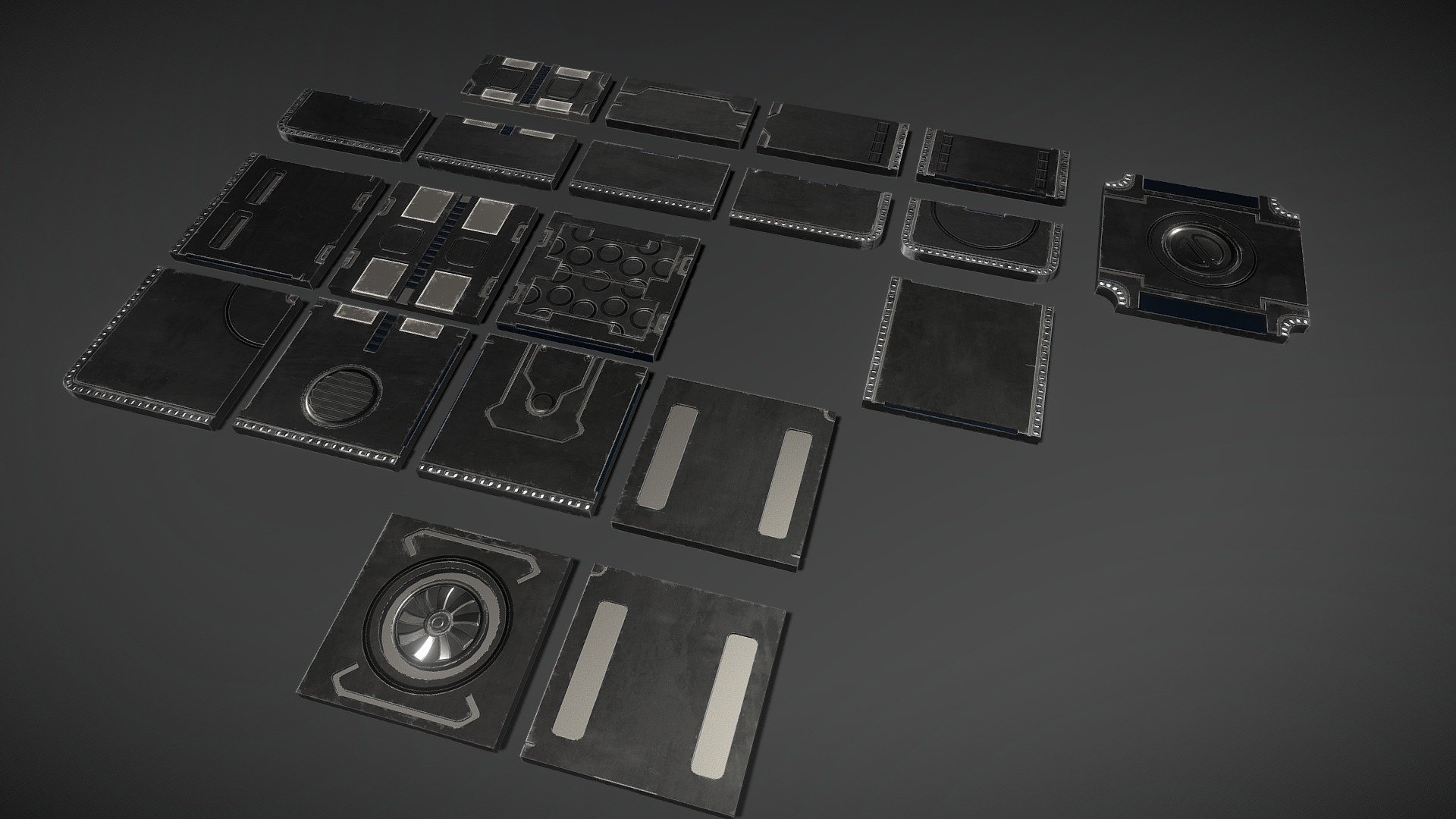 Modular Sci-fi floor for Unreal and Unity, with 2k textures 3d model