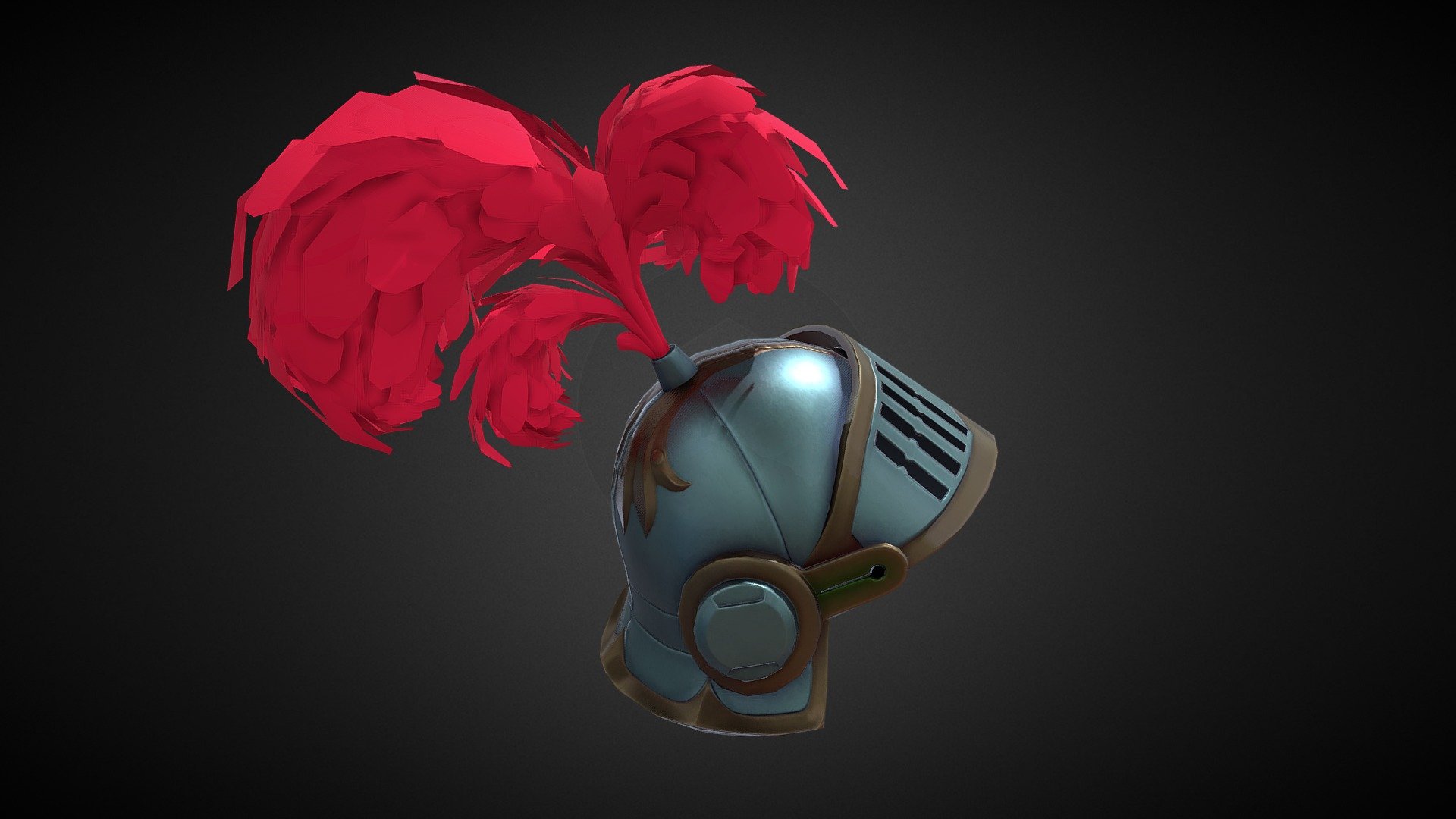 Low poly version of a knight helmet, used in game 3d model