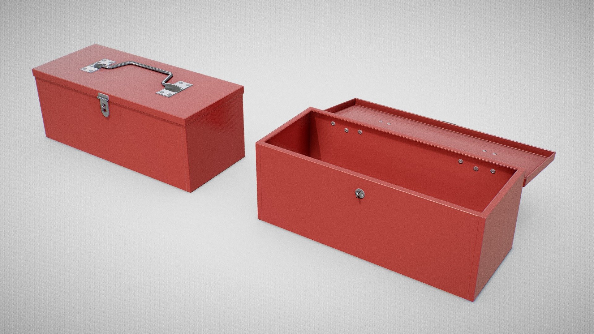 3D model of a toolbox created using reference pictures.

3D Models:



Modeled using Blender 2.80 Beta.



Lowpoly models (340 verts).



BLEND, FBX, OBJ, STL and DAE formats.



Textures:



Created with Substance Painter.



2K 8-bit PNG format.



PBR Metal/Roughness standard.


 - Toolbox - Generic 02 (Clean) - Buy Royalty Free 3D model by Fabio Orsi (@fabioorsi) 3d model