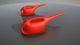 Red Watering Can (High and Low-Poly)