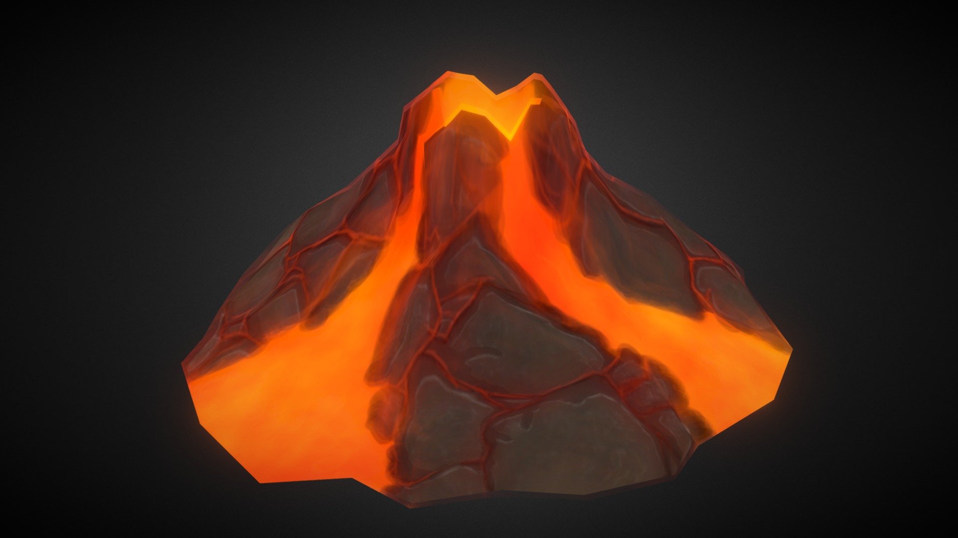 In Stressjam you wil encounter a big variety of weird things but I think this volcano will tip that! 
This volcano is very stressed out and turns into a boss as soon as you enter close by. 
When you are next to the volcano it attacks with fireballs spuwing from his crater. 
The only way to stop it is by calming the volcano and cooling down the the mountain. 
If you manage this a gate opens and you can continue on forward with your journeys! - Volcano - 3D model by Wouter Yntema (@shonesplash3) 3d model