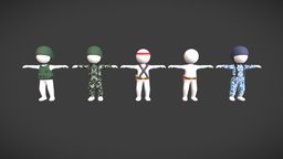 Hypercasual Stickman Character soldier, army, stickman, lowpolycharacter, gamready, game, lowpoly, hypercasual