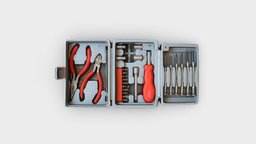 Set Of Tools kit, to, work, for, tools, vr, pliers, metal, screwdriver, repair, fix, character, photogrammetry, textured