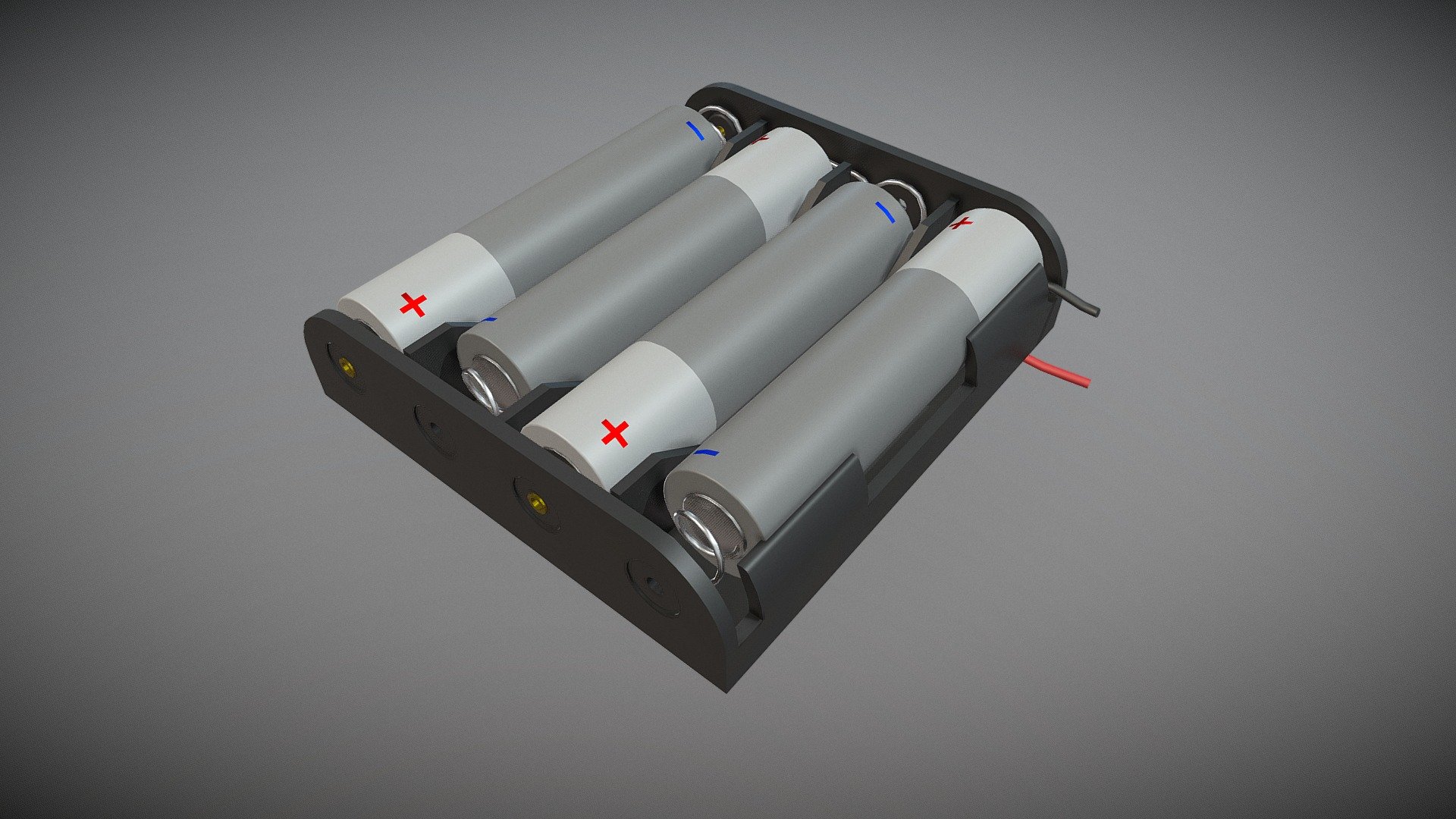 Bron: https://grabcad.com/library/4x-aaa-alkaline-1-5-v-battery-pack-1 - Batterijhouder met 4 AAA batterijen - 3D model by Stichting Consortium Beroepsonderwijs (@scb3d) 3d model