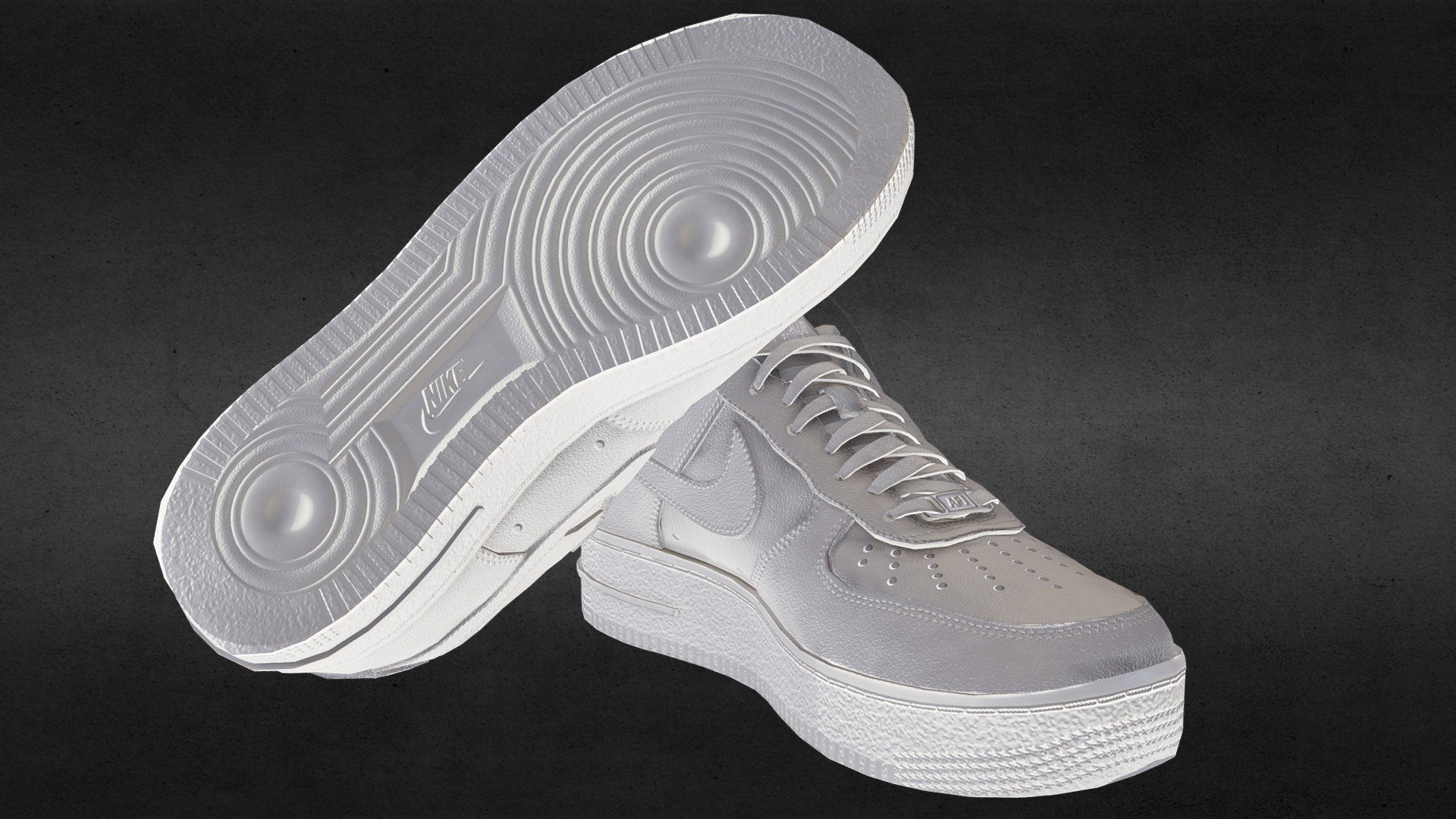 A pair of iconic Nike Air Force 1 sneakers. This model is optimized for game and/or vr, it has PBR textures.
Modeled in Blender and textured with Substance Painter 3d model