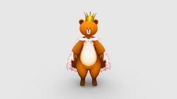 Cartoon Bear King costume bear, cute, comic, clothes, performance, show, costume, cosplay, lowpolymodel, roleplay, character, cartoon, stylized, clothing