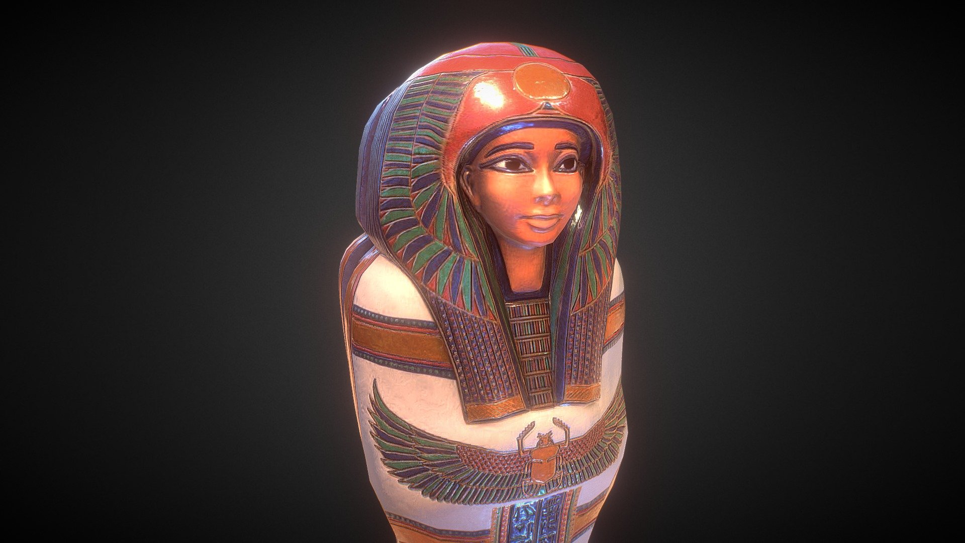 I have made vivid colors because the Egyptian elements I'm working on are an interpretation of what they could have look like in the past 3d model