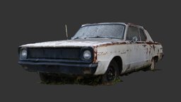 Generic White Car (Raw Scan) raw, abandoned, white, generic, wreck, rusty, old, coupe, 1960s, photogrammetry, vehicle, 3dscan, car