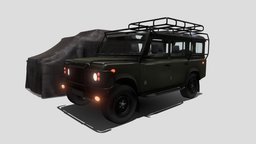 Land Rover Defender 110 lights, truck, cloth, suv, tread, landrover, firstperson, controllable, car, interior