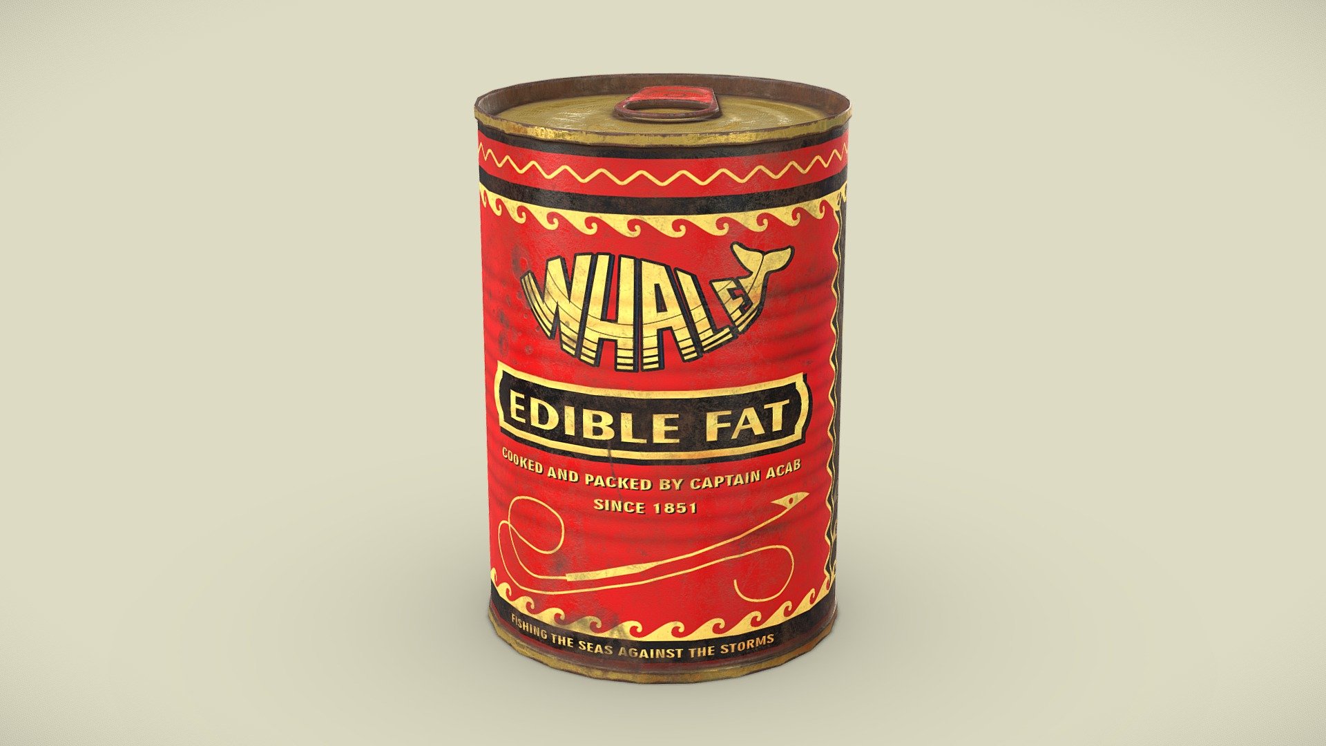Is the winter freezing? Do you need extra energy for your body? Try with edible Whale fat, the perfect remedy used by tough fisherman's in the Antarctic.
Low poly worn out Whale fat Can with 463 polys and PBR materials in 4096x4096 3d model