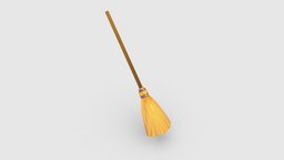 Cartoon magicdi broom room, wizard, household, tools, sweep, floor, clean, dirty, cleaning, broom, lowpolymodel, besom, handpainted, cartoon, stylized