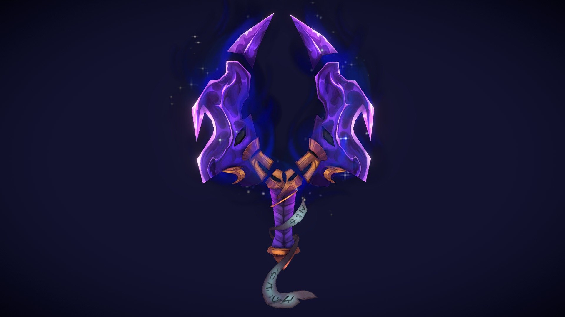 World of Warcraft inspired handpainted voidelf weapon 3d model