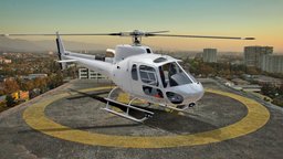 3d model Eurocopter AS-350 1 and, airborne, vtol, work, aerial, aerospace, transport, vertical, eurocopter, aviation, landing, search, takeoff, law, airbus, engine, commercial, rescue, turbomeca, utility, enforcement, as350, rotorcraft, arriel, helicopter, light, single-engine, h125