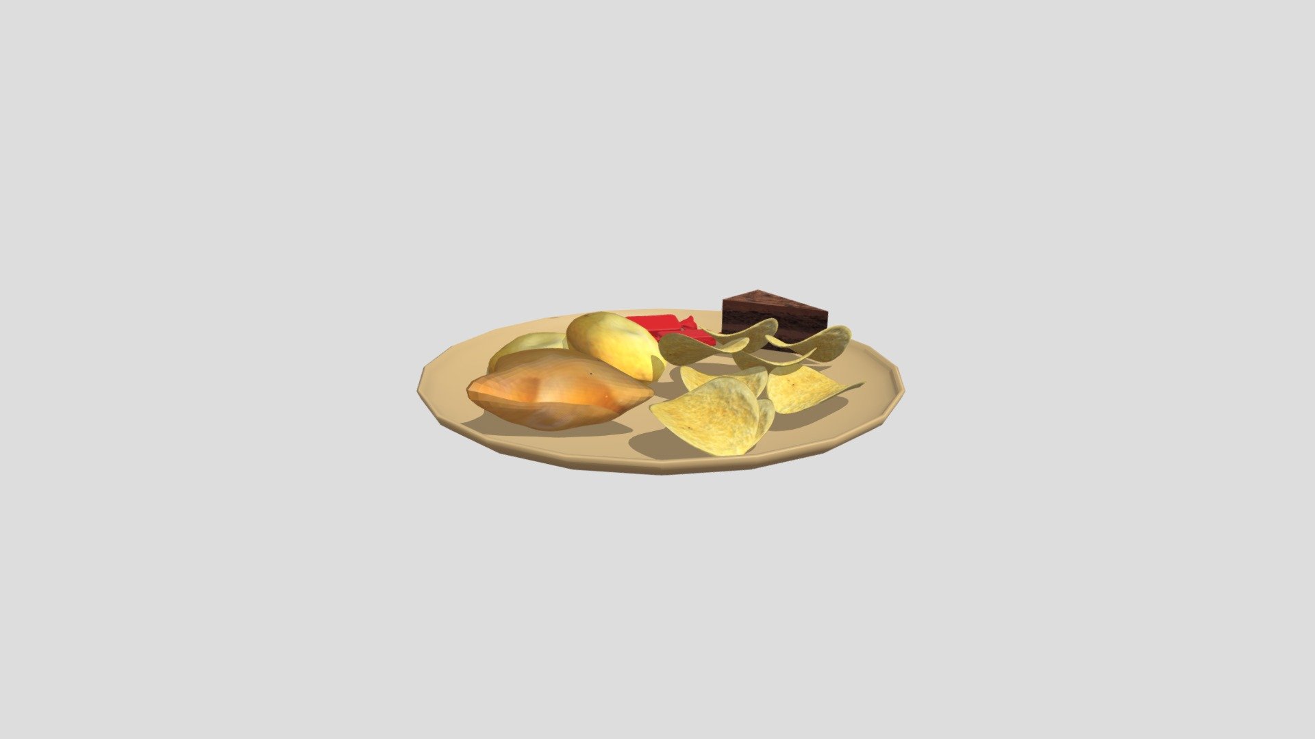 Plate of Snacks - Samosa, Cake Snacks Plate - Download Free 3D model by ronchoqa 3d model
