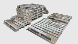 Industrial Wooden Pallet 7 storage, pallet, wooden, warehouse, euro, props, realistic, cargo, tool, old, pbr, factory, industrial