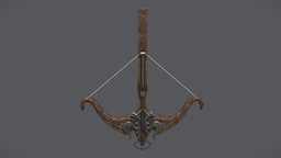 Dual Wield Medieval Cross Bow cross, warrior, dual, bow, medieval, wield, ornated, weapon, pbr, low, poly, wood, fantasy