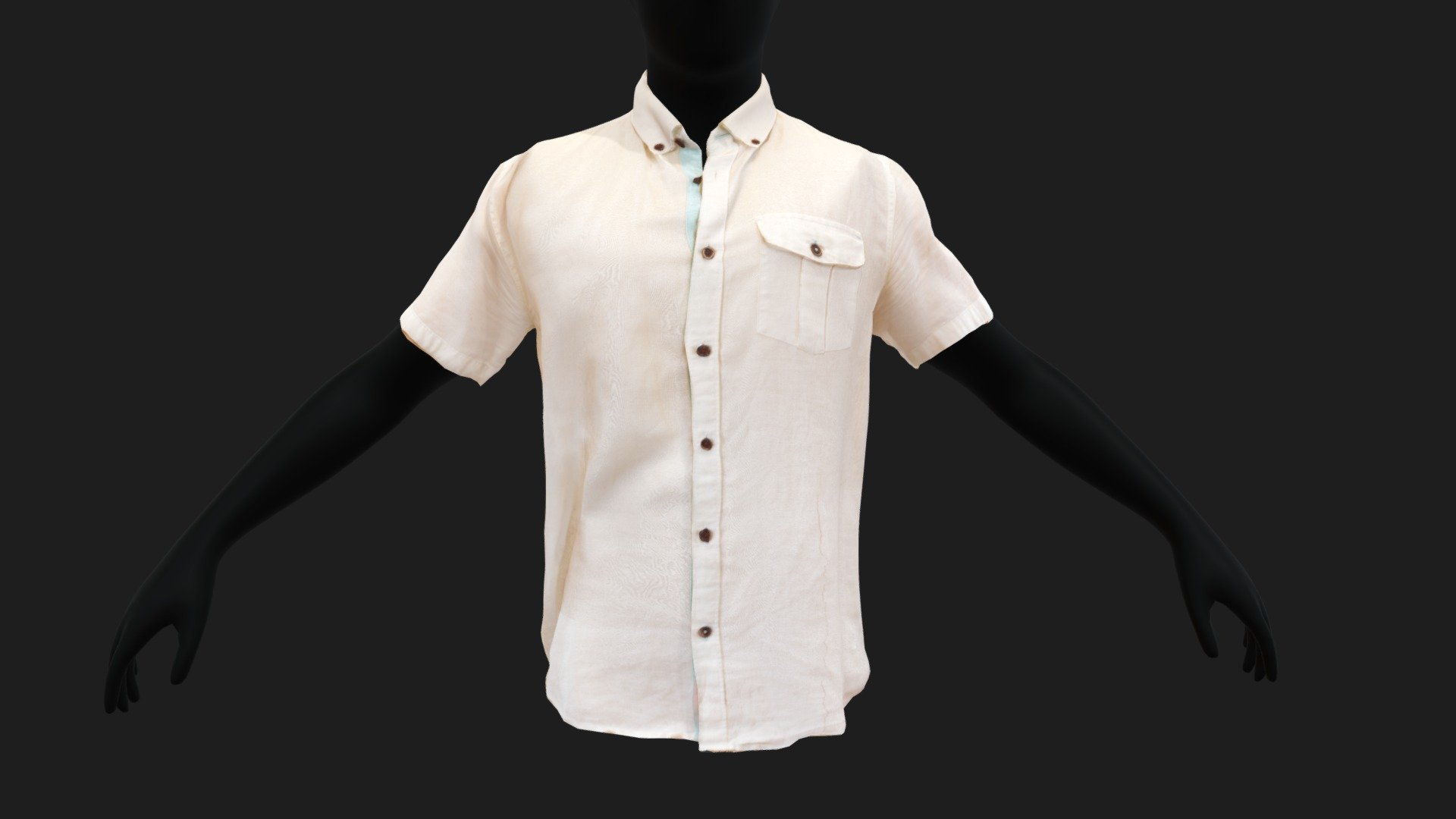 Linen shirt 3D scanned with low poly retopology 3d model