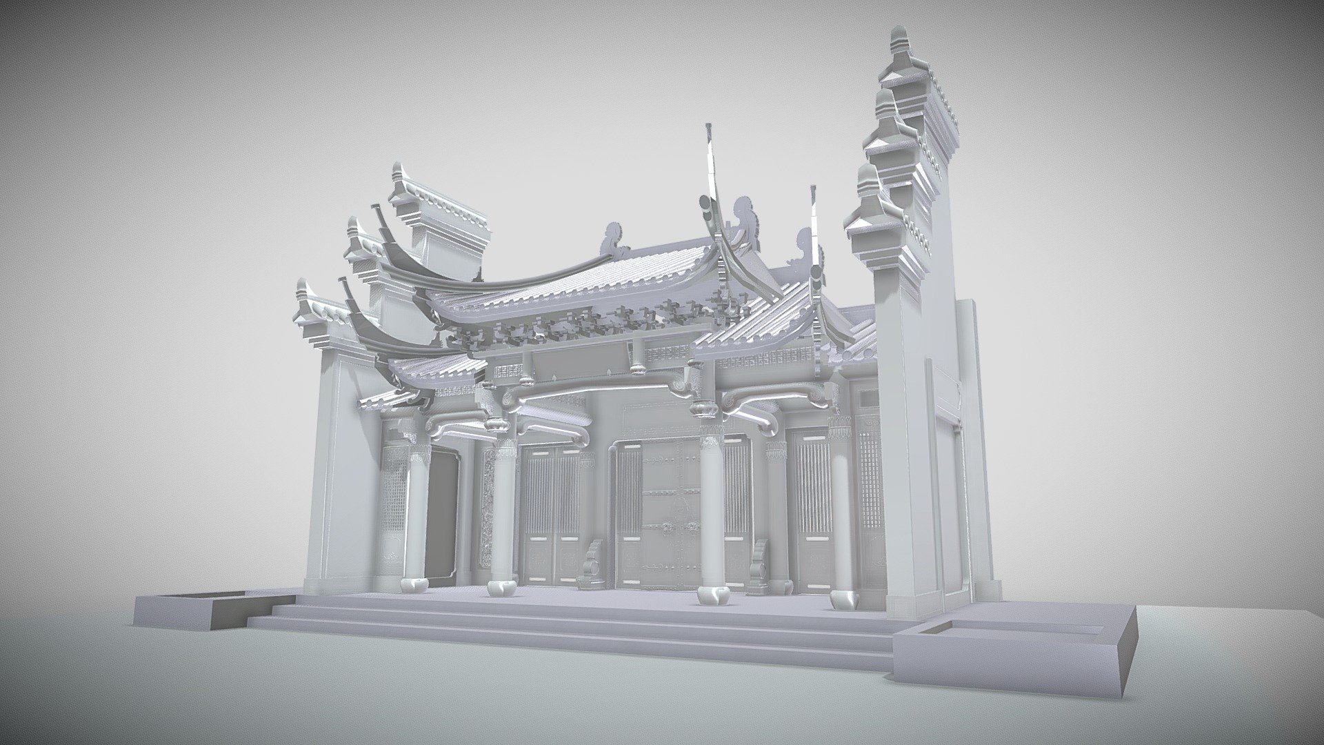 Chinese Style Architecture Shop Front - Chinese Style Architecture - 3D model by Leo.Leung 3d model