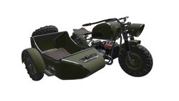Game Ready Sidecar Motorbike bike, world, motorbike, unreal, camo, ready, freelancer, militar, aaa, ii, next, gen, engine, battle, 2, sidecar, optimizez, game, pbr, video, war
