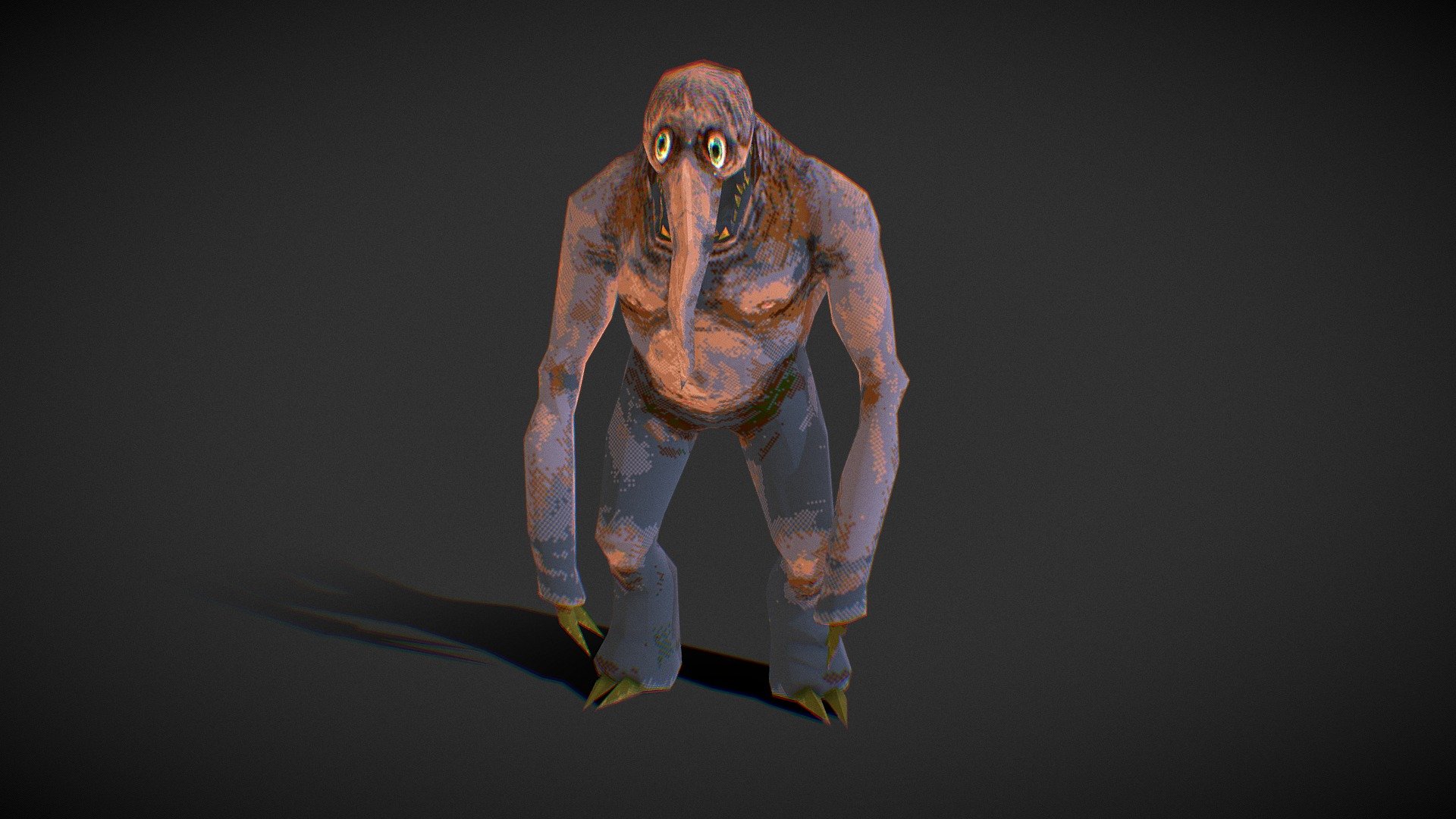 low poly, pixelfaced creep 3d model