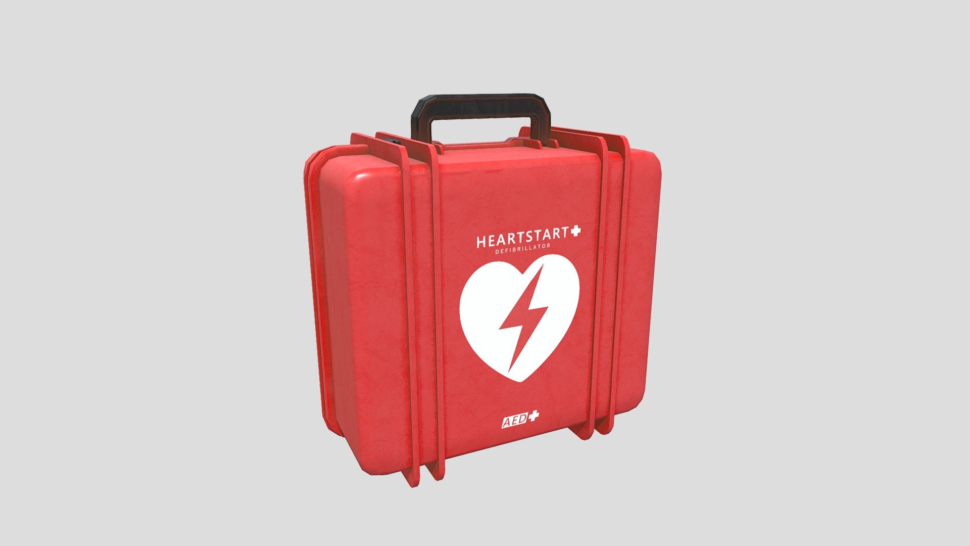 Plastic defibrillator case modelled in Maya and textured in Substance Painter 3d model