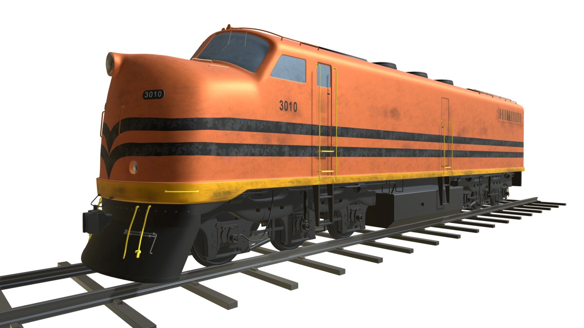 High detailed 3d model of locomotive train 3d model