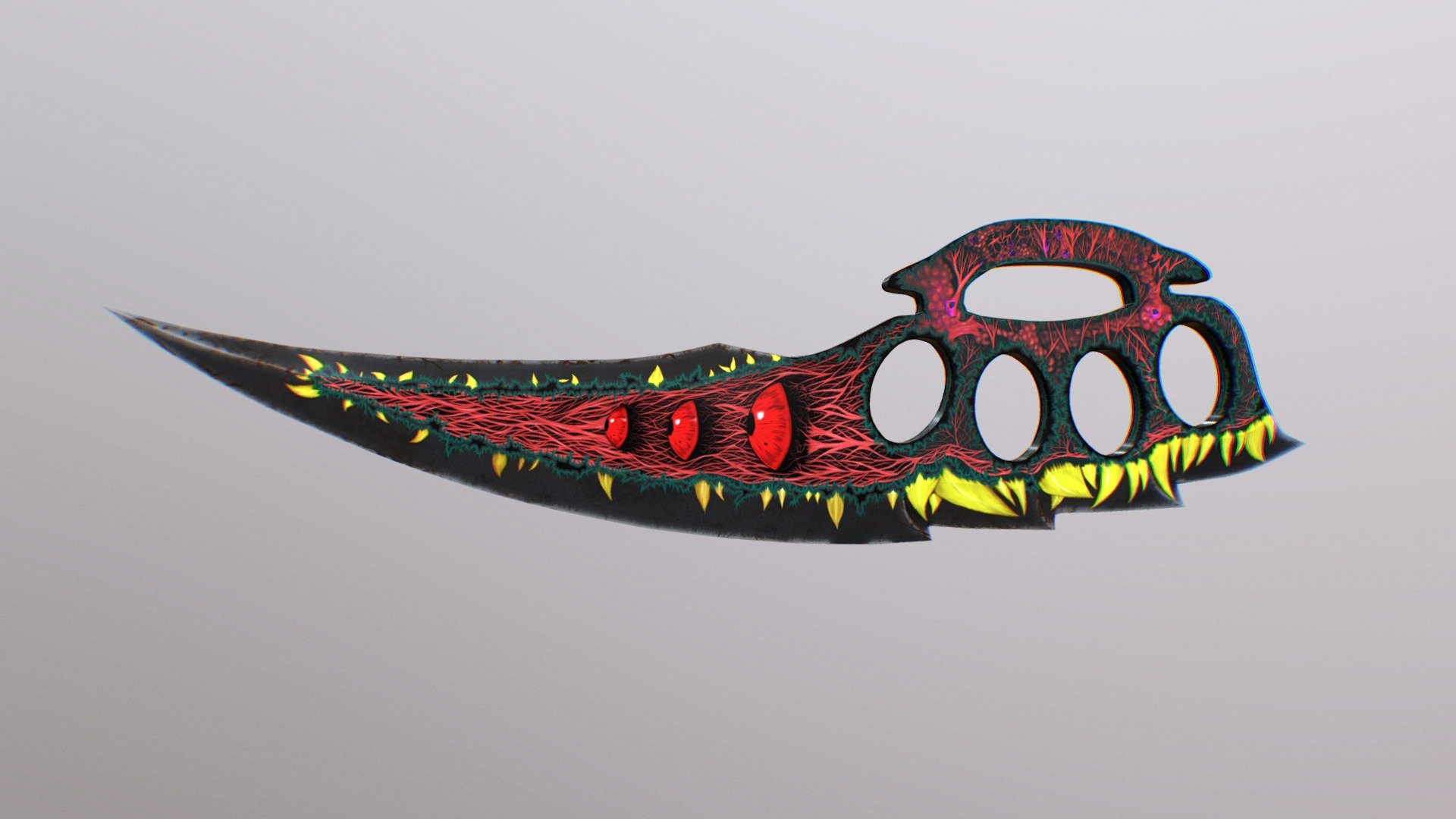 Knuckle Knife - BloodyHell - 3D model by FrostAtmos (@AtomQuant) 3d model