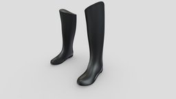 Mens Horse Riding Boots leather, flat, fashion, long, shoes, boots, realistic, real, mens, riding, metaverse, pbr, horse, low, poly, male, black