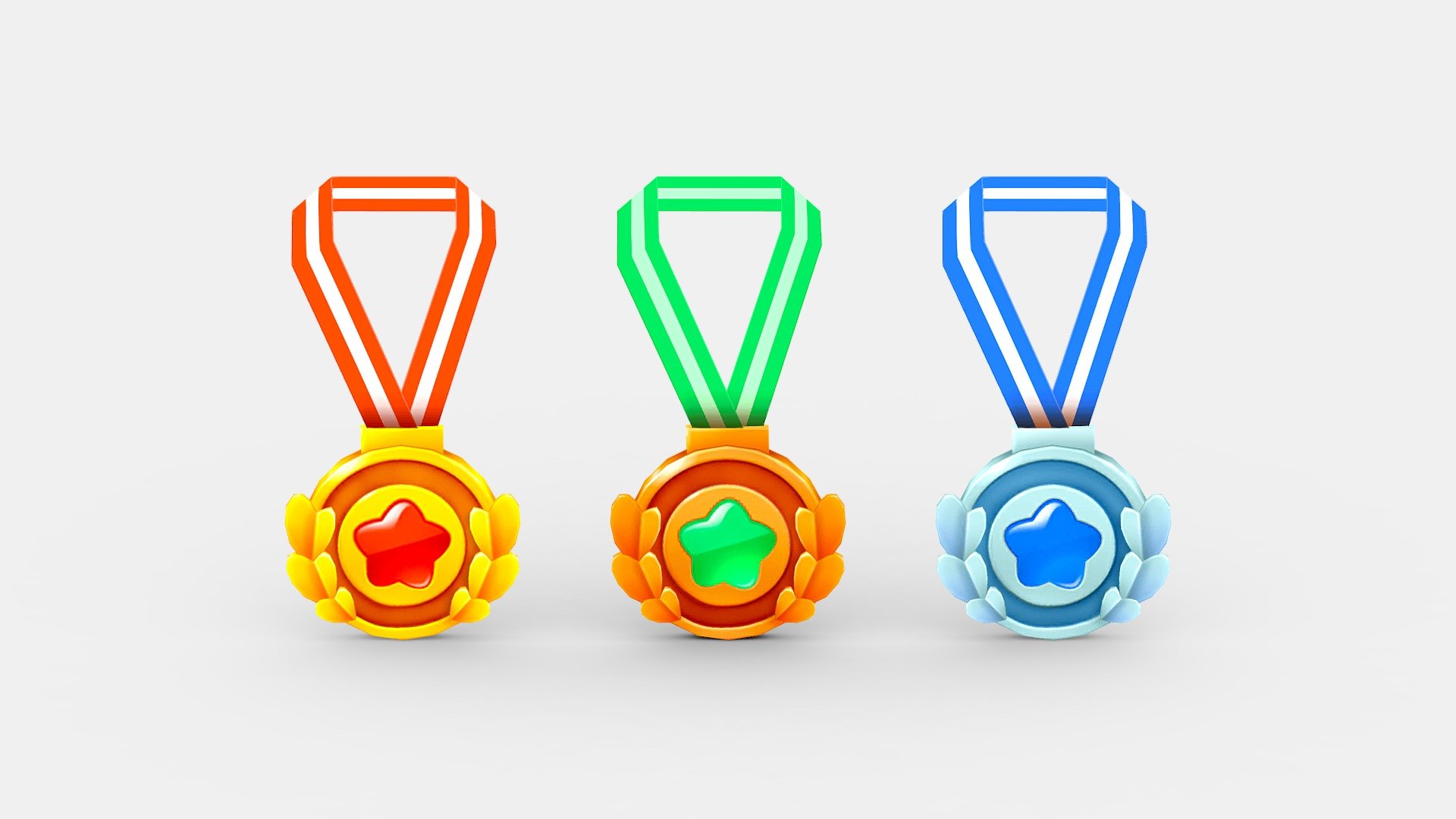 Cartoon medals - Cartoon medals - Buy Royalty Free 3D model by ler_cartoon (@lerrrrr) 3d model