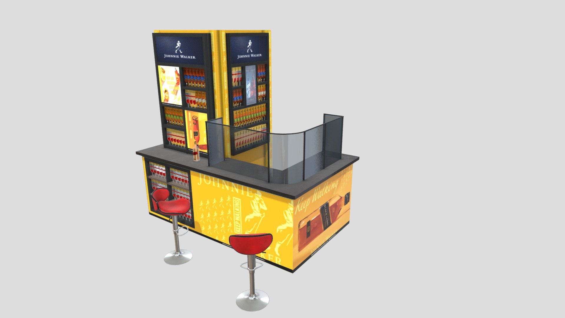 this is a low poly and PBR model concept for place your commerce into the stand. make sure change the logos and ready 3d model