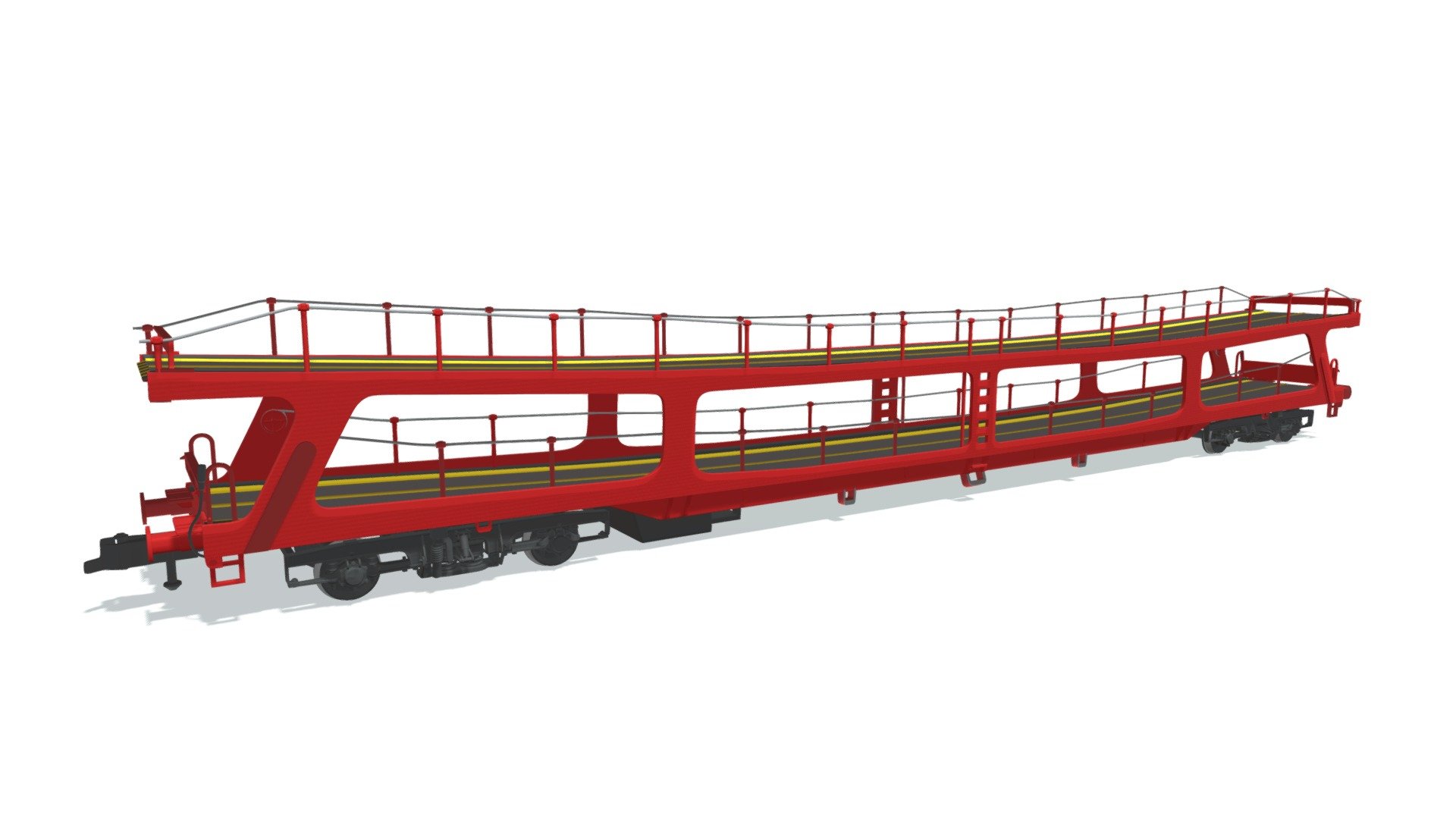 High quality 3d model of car transporter railroad wagon 3d model