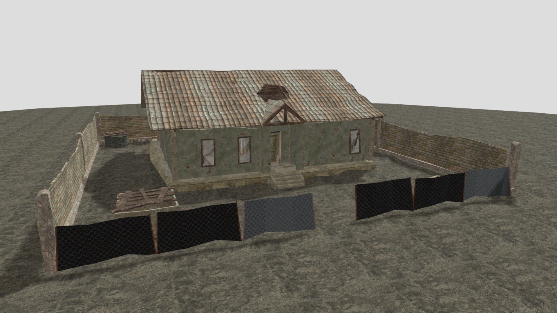 Haunted House for your games, with broken model, grave, broken well, and many more 3d model