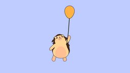 Balloon Hedgehog cute, balloon, hedgehog, unlit, cozy, lowpoly, animal
