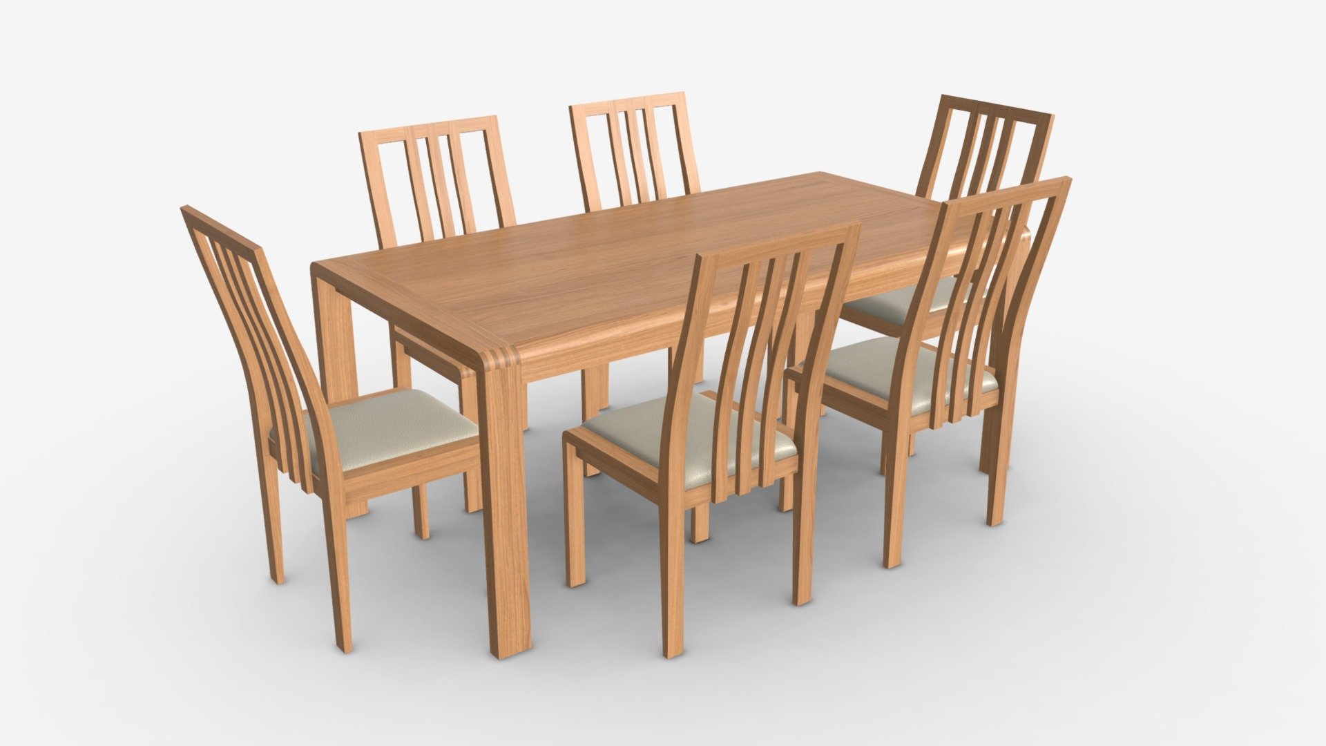Dining Table with Chairs Ercol Bosco - Buy Royalty Free 3D model by HQ3DMOD (@AivisAstics) 3d model