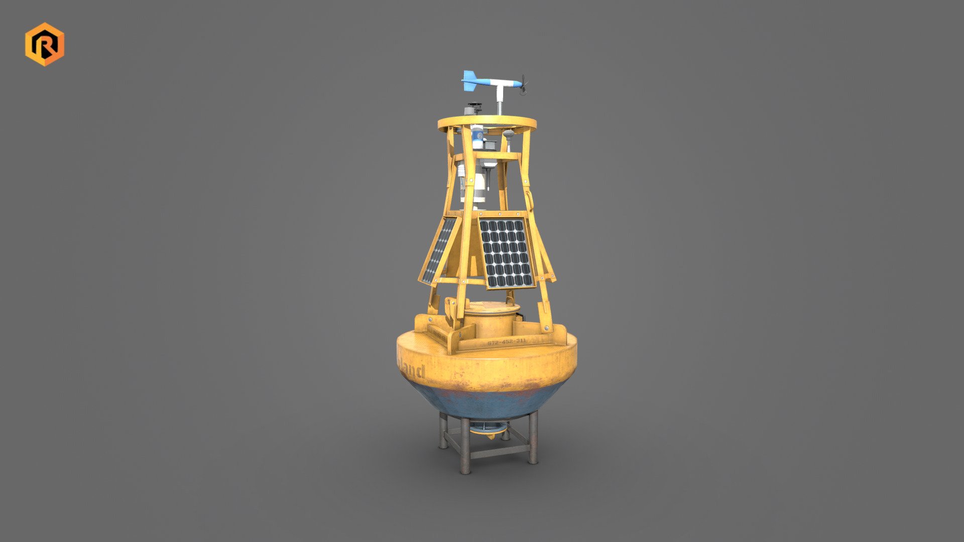 Low-poly PBR 3D model of Weather Buoy.

This object is best for use in games and other real-time applications such as Unity or Unreal Engine. 

It can also be rendered in Blender (ex Cycles) or Vray as the model is equipped with all required textures. 

We have made every effort to ensure that the model and textures are as detailed as possible and made with the greatest care.  We hope it worked out ;)

Technical details:   


4096 PBR Texture Set (Albedo, Metallic, Smoothness, Normal, AO)  
4478 Triangles  
5058  Vertices
Model is one mesh
Model completely unwrapped
Pivot points are correctly placed
Model scaled to approximate real world size  
All nodes, materials and textures are appropriately named
Lot of additional file formats included (Blender, Unity, UE4,  etc.)

More file formats are available in additional zip file on product page !  

Please feel free to contact me if you have any questions or need any support for this asset 3d model