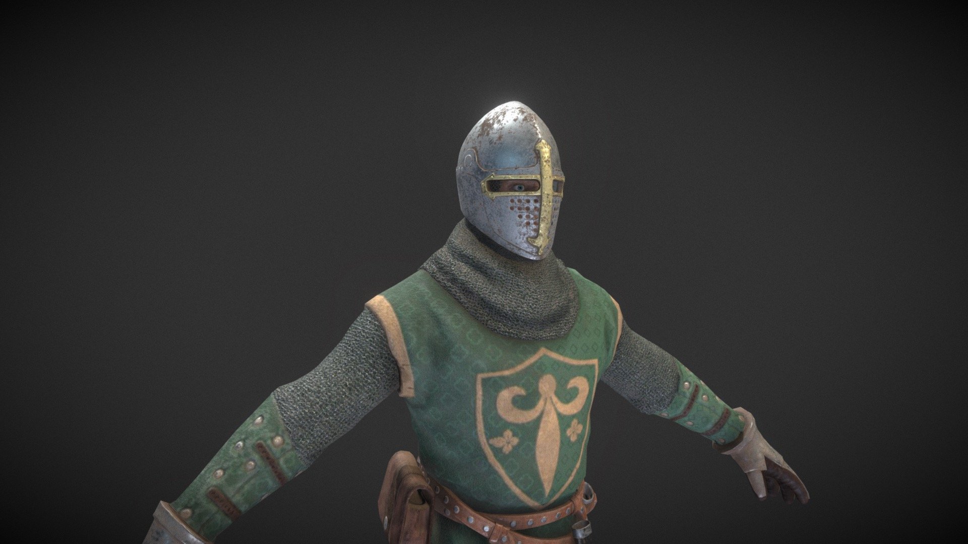 The school objective was to create a high quality game ready model in a month (the month being shortened to around 3 weeks due to Christmas break). For the model, I chose to create a medieval knight. The Green Knight, low poly was made in Maya, and high poly was made in zBrush. High res was sculpted in 2 days and low res was finished in around 2 days. The game res model was made using the quad draw tool in Maya and UVs were also cut in the software. When creating the low res, I also split some parts off in order to allow for customization as if the model had different armor sets. The textures were made in 4 days with the help of Substance Painter. I followed UE4 PBR guidelines and did every material as a procedural. I did this using generators, fill layers, etc. I did this to allow for felxiability in the texturing and allow for changes to be made if someone chose to 3d model