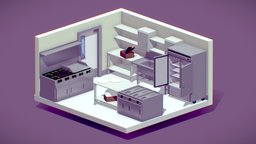 Low Poly food, sink, stove, cabinet, kitchen, fridge, commercial, cooking, lowpoly, industrial
