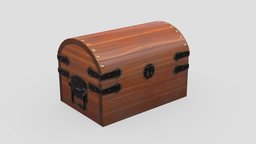 Treasure Chest Box 04 Low Poly Realistic PBR wooden, chest, case, vintage, medieval, safe, mid, classic, ready, furniture, vr, ar, furnishing, realistic, old, box, age, content, casket, low-poly, asset, game, 3d, pbr, low, poly, mobile, wood, fantasy, container, storing