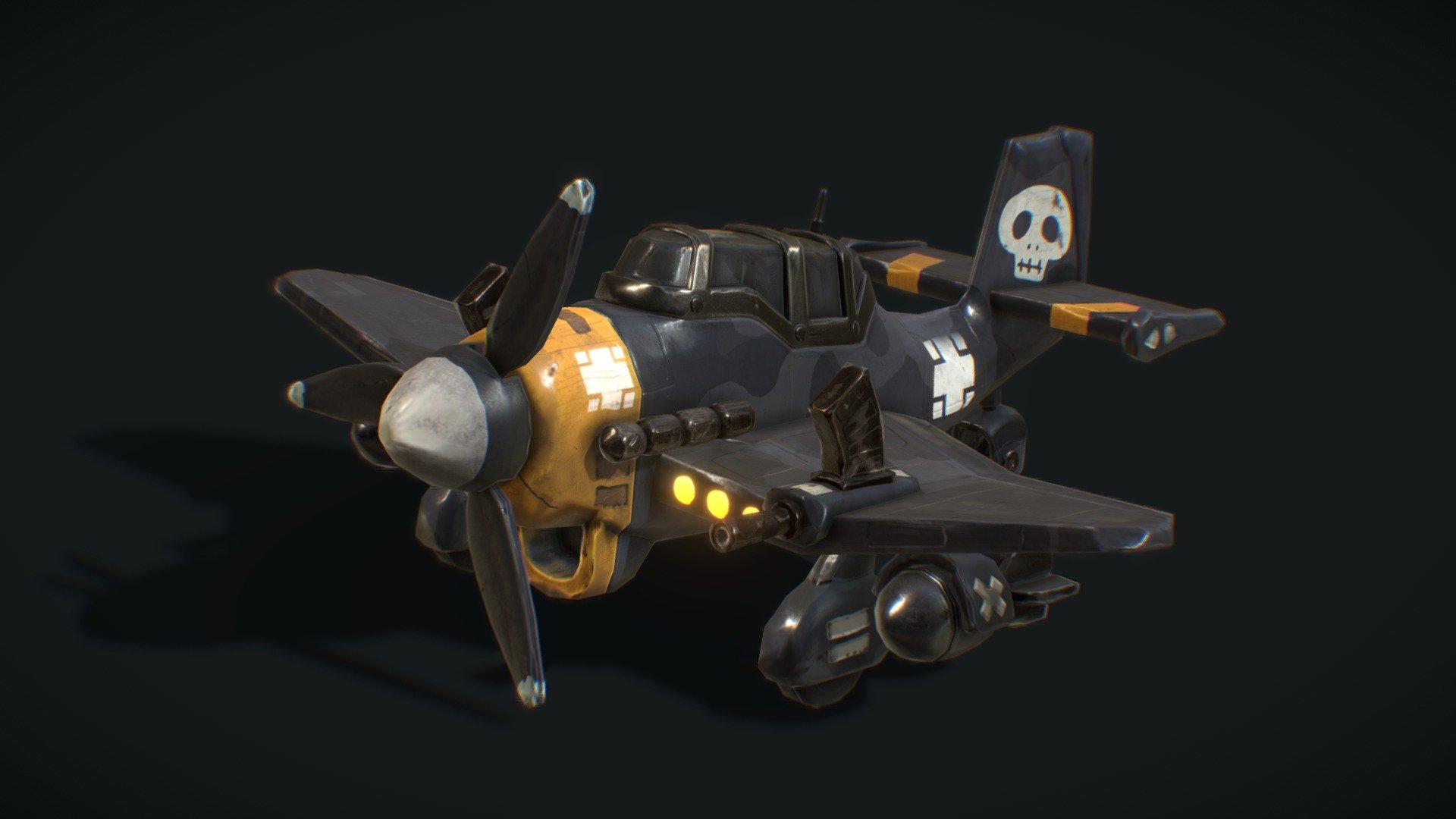 Experimenting Quixell - modelling and texturing metal slug's insipired bomber - Cartoon Stuka bomber - Buy Royalty Free 3D model by Tombolaso 3d model
