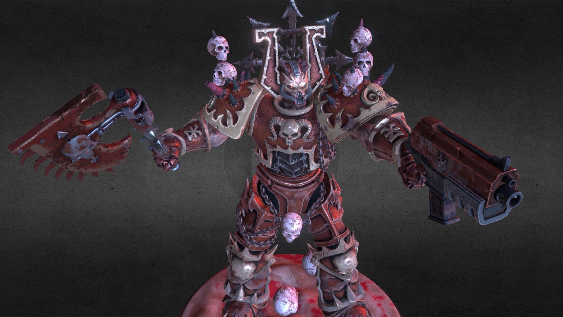 Blood for the Blood God! Skulls for the Skull Throne! - Warhammer 40000 - Warrior of Khorne - 3D model by vlabutenkov 3d model