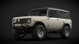 Old Classic Off-Road SUV wheel, tire, international, 4x4, jeep, harvester, offroad, dirty, scout, auto, vehicle, lowpoly, gameready