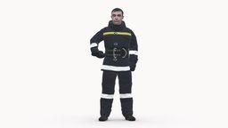 man in firefighter suit 1112 suit, style, people, clothes, miniatures, realistic, firefighter, character, 3dprint, model, man, human, male