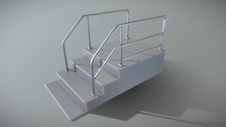 Stainless Steel Railing with Stairs 2 High-Poly