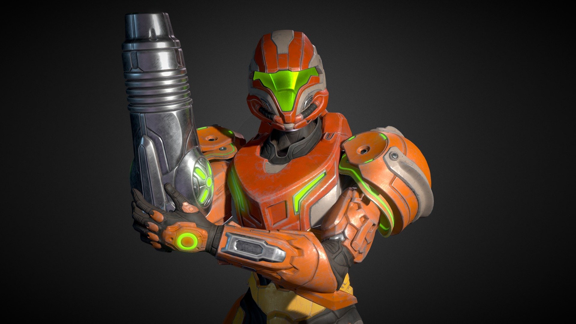A reimagining of halo spartan armor designed for bounty hunter Samus Aran. After making contact with the UNSC and being inducted into their Spartan program, a new suit of mjolnir power armor was manufactured for Samus Aran, Spartan S435. Paint configuration matching that of her original varia armor 3d model