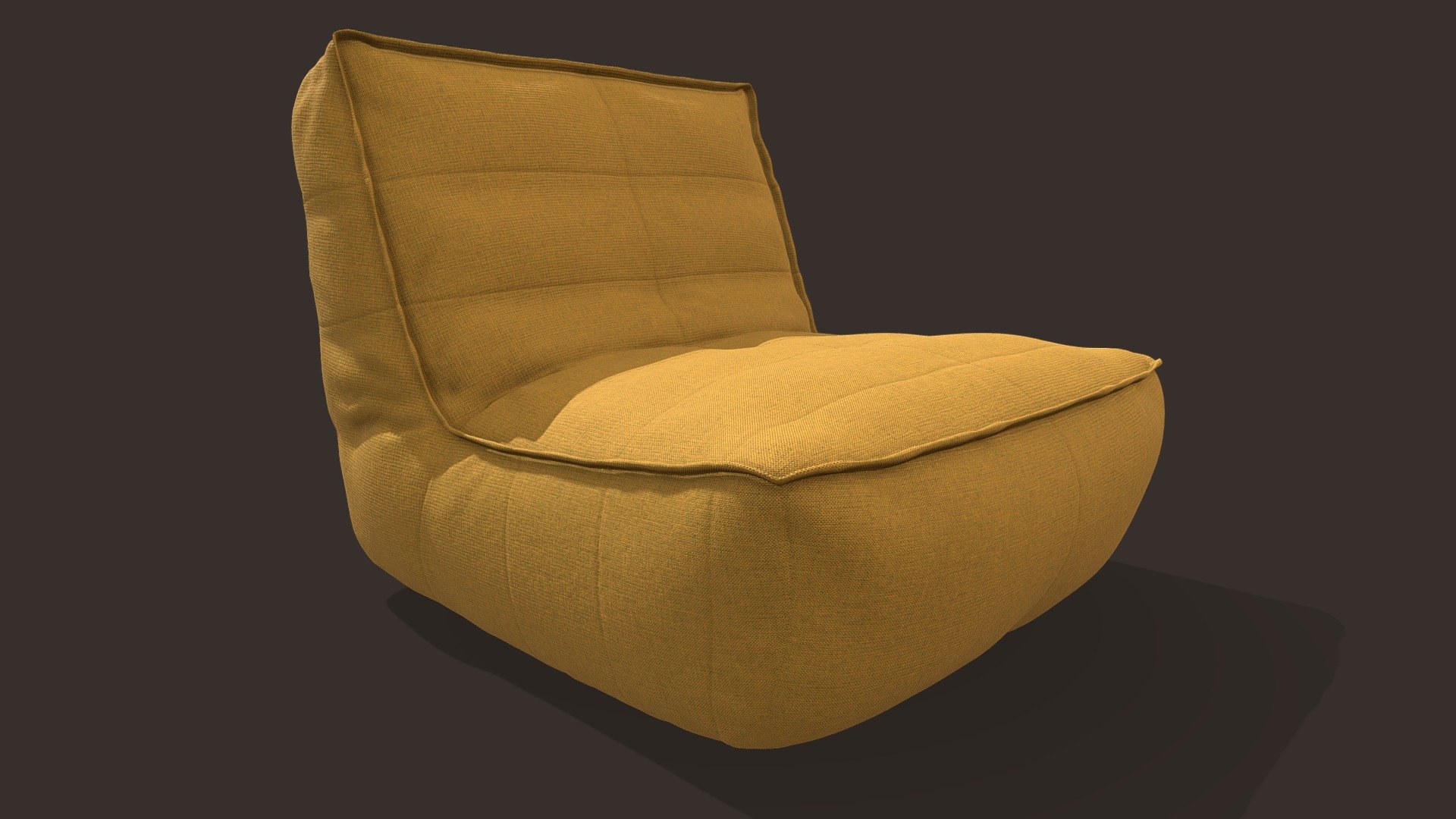 Fabric Chair is a model that will enhance detail and realism to any of your rendering projects.

The model has a fully textured, detailed design that allows for close-up renders, and was originally modeled in Blender 3.5, Textured in Substance Painter 2023 and rendered with Adobe Stagier
Renders have no post-processing.

Features:
-High-quality polygonal model, correctly scaled for an accurate representation of the original object.
-The model's resolutions are optimized for polygon efficiency.
-The model is fully textured with all materials applied.
-All textures and materials are included and mapped in every format.
-No part-name confusion when importing several models into a scene.
-No cleaning up necessary just drop your models into the scene and start rendering.
-No special plugin needed to open scene.

Measurements:
Units: M

File Formats:
Blender 3.5(Cycles)
OBJ
FBX

Textures Formats: 4k,. (message me for a custom size ex 1k,2k,8k)

If you need a custom label don't hesitate to contact me through support - Bean bag chair 002 - Buy Royalty Free 3D model by MDgraphicLAB 3d model