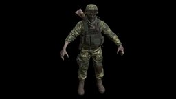 Zombie_Soldier2 ancient, rpg, hunter, unreal, mutant, undead, claws, logger, character, unity, pbr, low, poly, skull, animation, monster, rigged, zombie, ghol