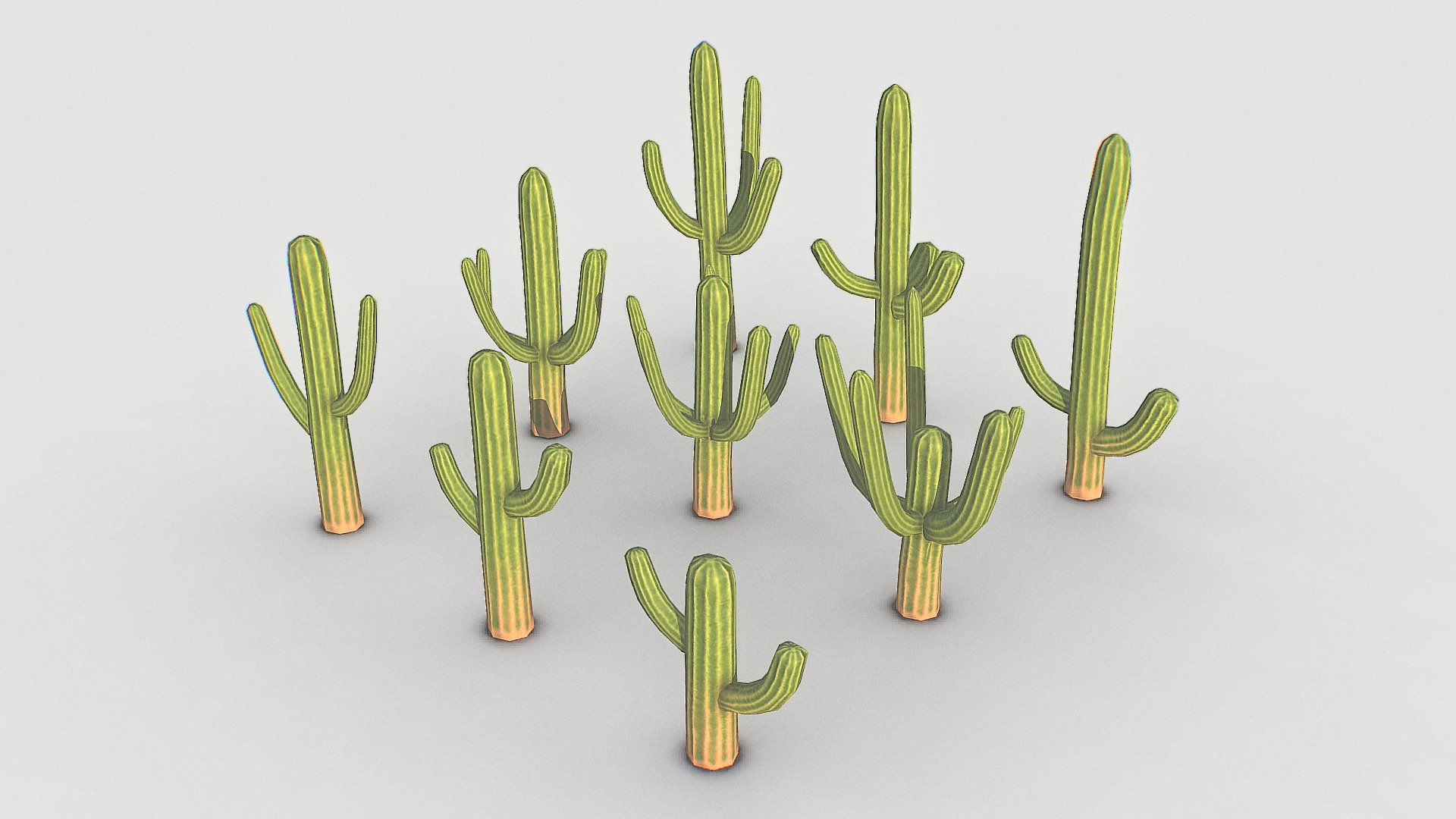 Scene name: Cactus



Features


Unity3D &amp; Unreal Engine Compatibled

(PBR) low poly count and baked textures

This model often fits desert scenes





Model Info


All Texture Size - 1024 x 1024 px





Used Softwares


Modeling: Blender

Texturing and Baking: Blender





FREE FOR YOU | Download Now | +Comment - Cactus | Pack - Download Free 3D model by YadroGames 3d model