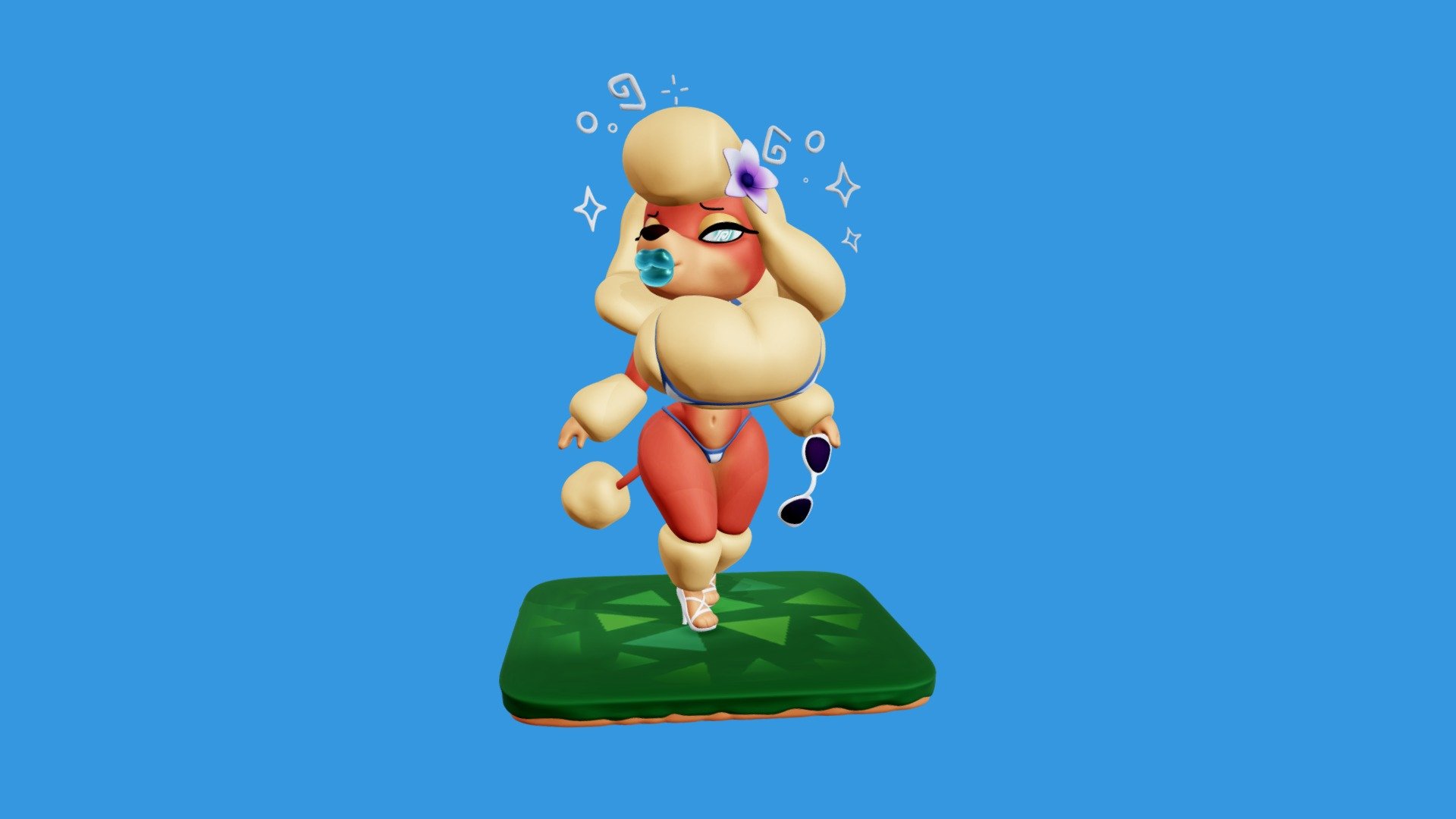 Fanart rendition of an Animal Crossing transformation sequence 3d model