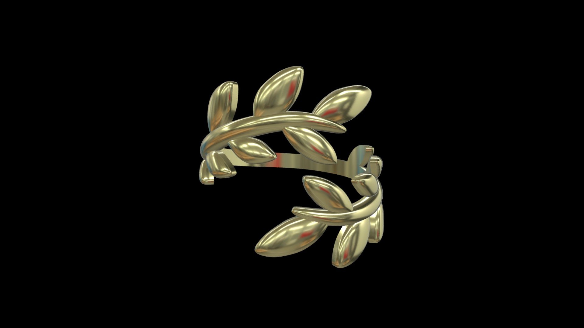 Nice small womens ring with olive leaves. 
size inner diameter 17,65 mm (adjustable)
approx. weight in sterling silver 925 is  3,3g
approx. weight in 14k Gold is 4g - Olive tree ring - Buy Royalty Free 3D model by jewelmodel.net (@iCADs) 3d model
