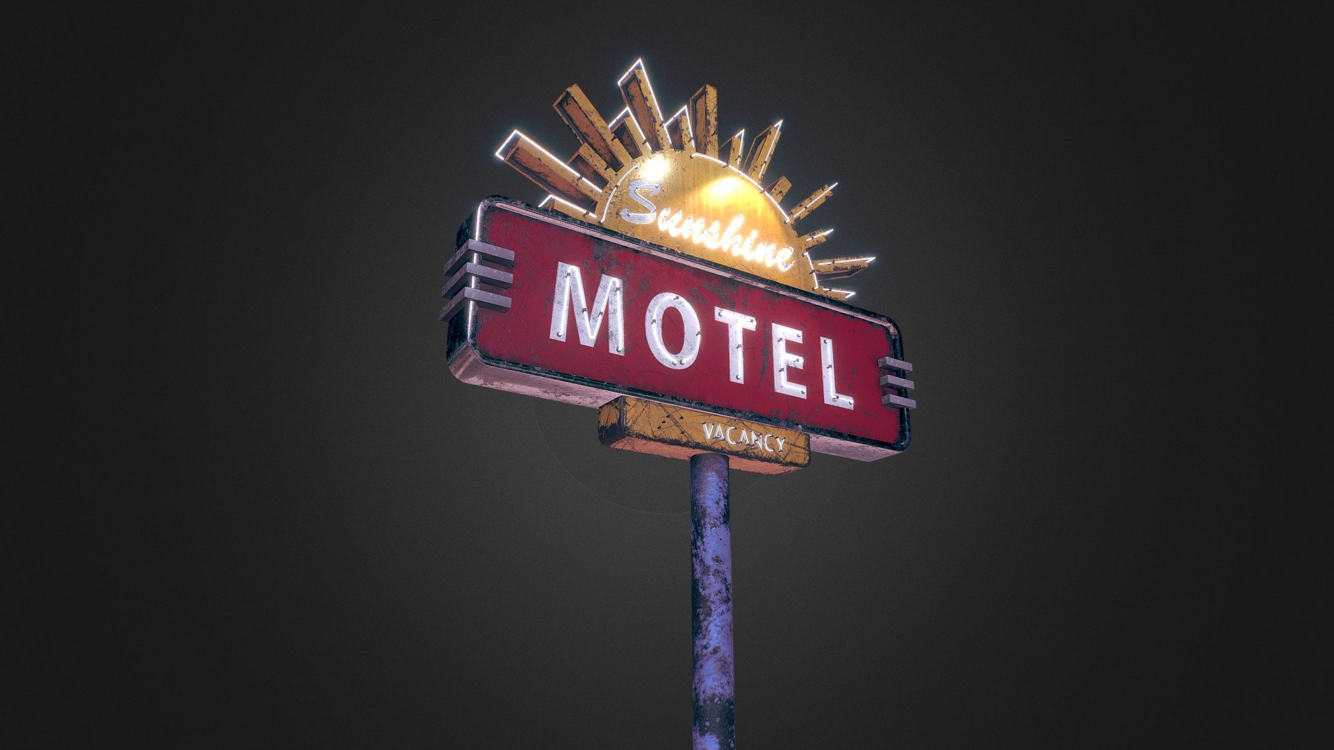 After watching television miniseries I decided to make this sign) - Sunshine Motel - 3D model by Alex (@allsocks) 3d model